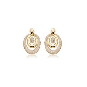 Brinco dourado com zirconia banho em ouro 18k