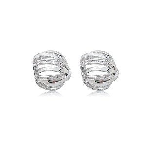 Brinco de base com zirconia cristal banho em rodio branco