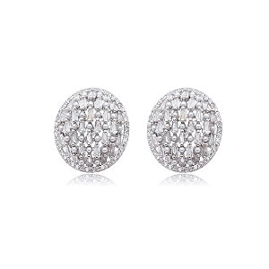 Brinco de base com perola e zirconia cristal banho em rodio branco