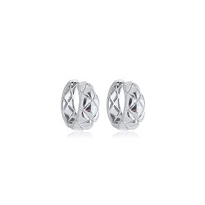 Brinco de argola liso banho em rodio branco