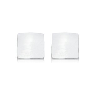 Brinco de base liso banho em rodio branco