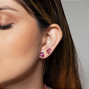 Brinco de trio de gota com zirconia banho em ouro 18k