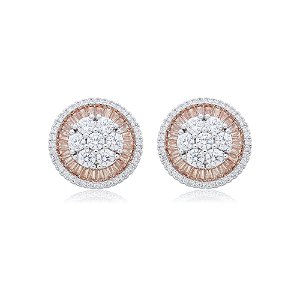 Brinco de base com zirconia citrino banho em rodio branco