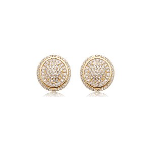 Brinco de base dourado com zirconia banho em ouro 18k
