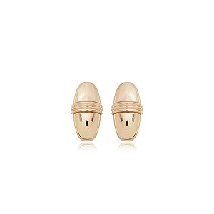 Brinco dourado liso banho em ouro 18k