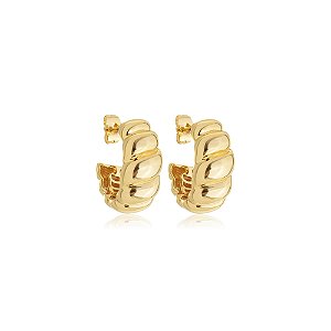Brinco de argola liso banho em ouro 18k