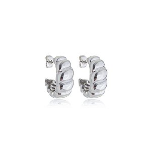 Brinco de argola lisa banho em rodio branco