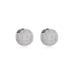 Brinco de argola dourado com zirconia banho em rodio branco