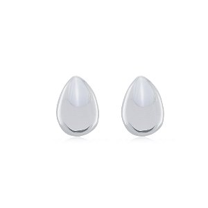Brinco de argola liso banho em rodio branco