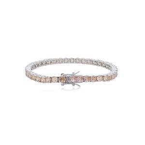 Pulseira de riviera com zirconia morganita banho em rodio branco