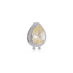 Pingente de gota cravejado de zirconia citrino banho em rodio branco