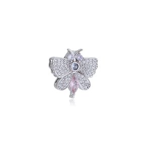 Pingente de borboleta com zirconia rosa banho em rodio branco