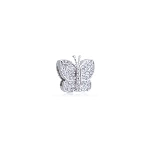Pingente de borboleta cravejado de zirconia cristal banho em rodio branco