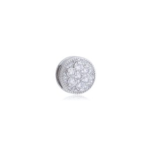 Pingente de flor cravejado de zirconia cristal banho em rodio branco