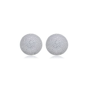Brinco de base com zirconia cristal banho em rodio branco