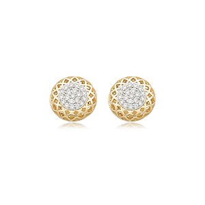 Brinco de base dourado com zirconia cristal banho em ouro 18k