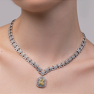 Colar de luxo com zirconia cristal banho em rodio branco