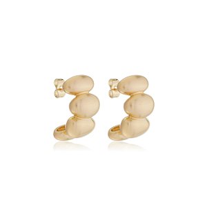 Brinco de argola liso acetinado banho em ouro 18k