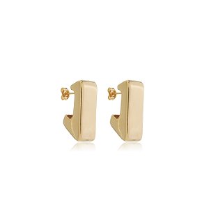 Brinco de argola dourado liso banho em ouro 18k