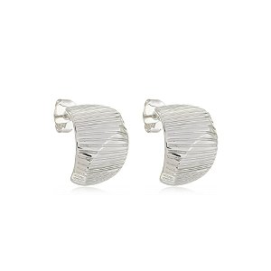 Brinco de argola liso banho em rodio branco