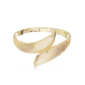 Bracelete dourado acetinado liso banho em ouro 18k