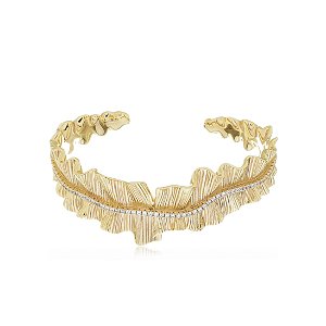 Bracelete dourado com zirconia banho em ouro 18k