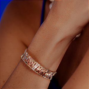 Bracelete dourado com zirconia banho em ouro 18k