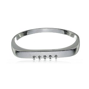 Bracelete acetinado com zirconia banho em rodio branco