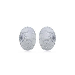 Brinco de base liso acetinado com banho em rodio branco