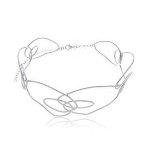 Colar de aro liso acetinado banho em rodio branco