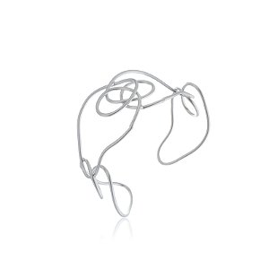 Bracelete liso acetinado banho em rodio branco