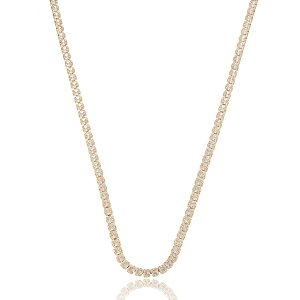 Colar de riviera dourado com zirconia cristal banho em ouro 18k