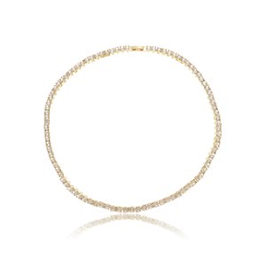 Colar de riviera dourado com zirconia cristal banho em ouro 18k