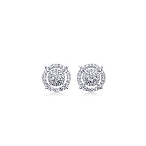 Brinco de base com zirconia cristal banho em rodio branco