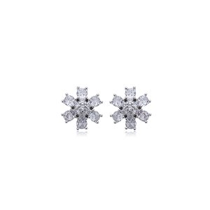 Brinco de base com zirconia cristal banho em rodio branco