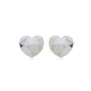 Brinco de base com zirconia cristal banho em rodio branco