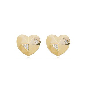 Brinco de base com zirconia cristal banho em ouro 18k
