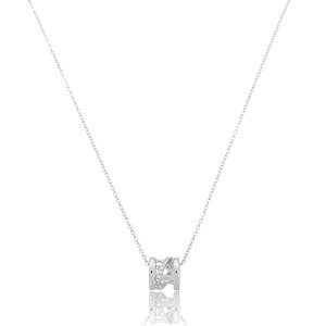 Colar com pingente cravejado de zirconia cristal banho rodio branco