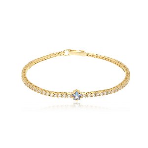 Pulseira de riviera dourada com zirconia topazio banho em ouro 18K