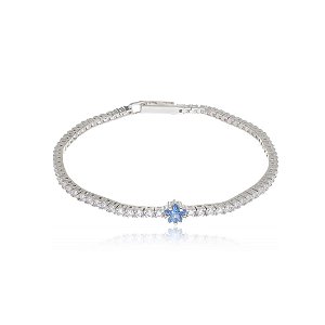 Pulseira de riviera com zirconia topazio banho em rodio branco