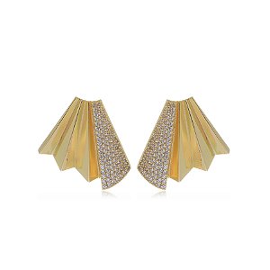 Brinco com zirconia cristal banho em ouro 18k
