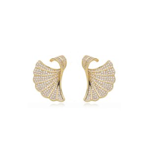 Brinco com zirconia cristal banho em ouro 18k
