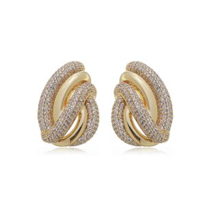 Brinco de base com zirconia cristal banho em ouro 18k