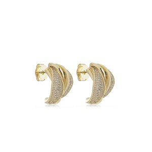 Brinco de argola com zirconia cristal banho em ouro 18k