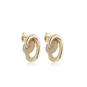 Brinco com zirconia cristal banho em ouro 18k
