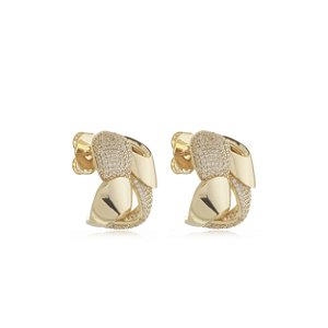 Brinco com zirconia cristal banho em ouro 18k