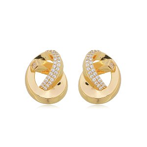 Brinco com zirconia cristal banho em ouro 18k