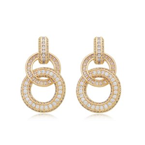 Brinco com zirconia cristal banho em ouro 18k