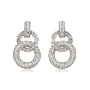 Brinco zirconia cristal banho em rodio branco