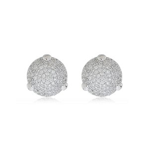 Brinco de base com zirconia cristal banho em rodio branco